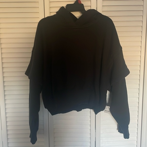 Free People Snow Flow Sweatshirt Hoodie Black Size M bohemian NWT Aztec medium - Picture 2 of 4